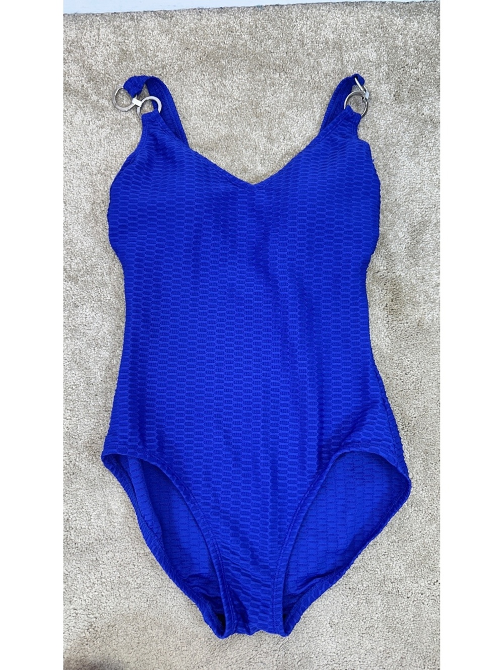Women’s Sz S Aqua Green Textured One-Piece Bathing Suit Blue Cruise Vacation